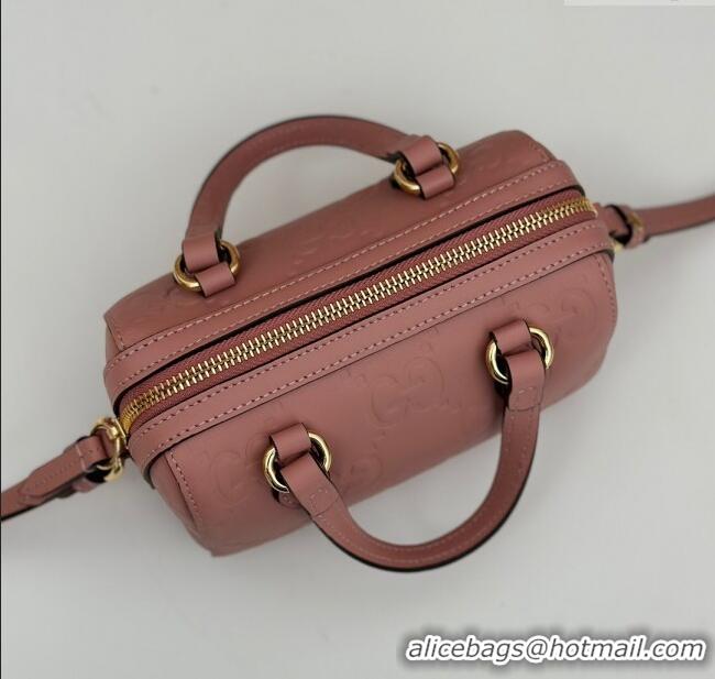 Famous Brand Gucci GG Leather Super Mini Top Handle bag 790130 Light Pink 2024