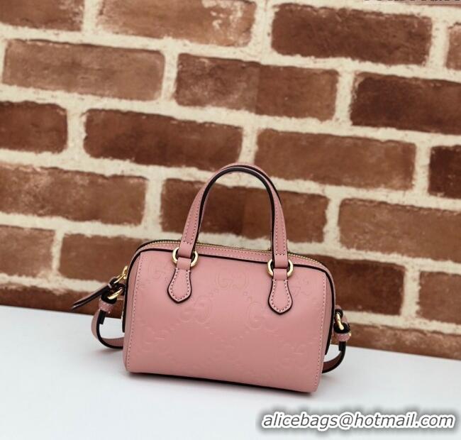 Famous Brand Gucci GG Leather Super Mini Top Handle bag 790130 Light Pink 2024