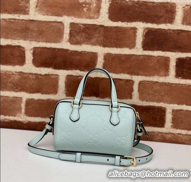 Promotional Gucci GG Leather Super Mini Top Handle bag 790130 Light Green 2024