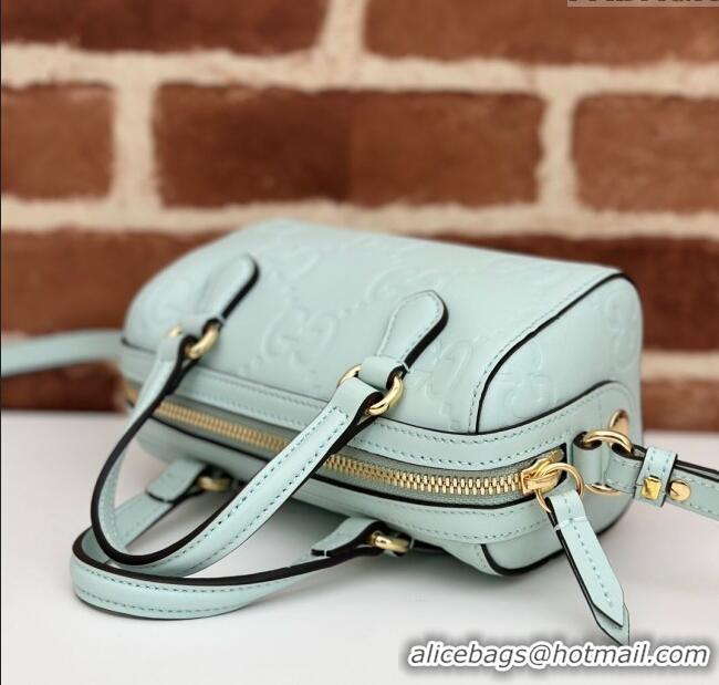 Promotional Gucci GG Leather Super Mini Top Handle bag 790130 Light Green 2024