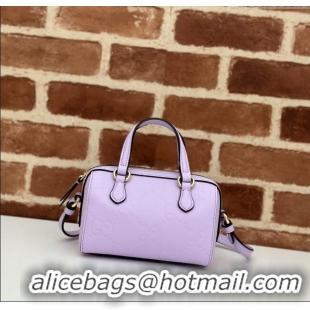 Good Taste Gucci GG Leather Super Mini Top Handle bag 790130 Light Purple 2024