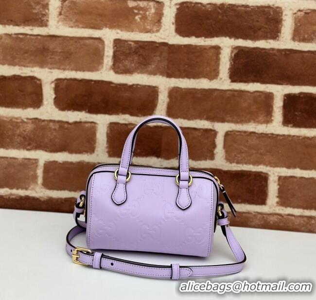 Good Taste Gucci GG Leather Super Mini Top Handle bag 790130 Light Purple 2024