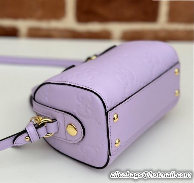 Good Taste Gucci GG Leather Super Mini Top Handle bag 790130 Light Purple 2024