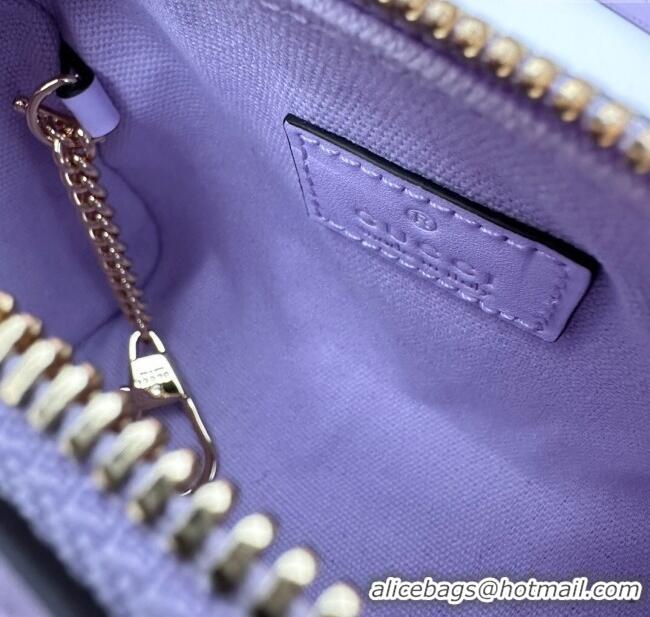 Good Taste Gucci GG Leather Super Mini Top Handle bag 790130 Light Purple 2024