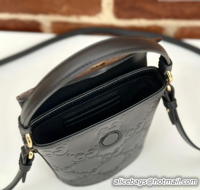 Top Design Gucci GG Leather Super Mini Top Handle bag 772795 Black 2024