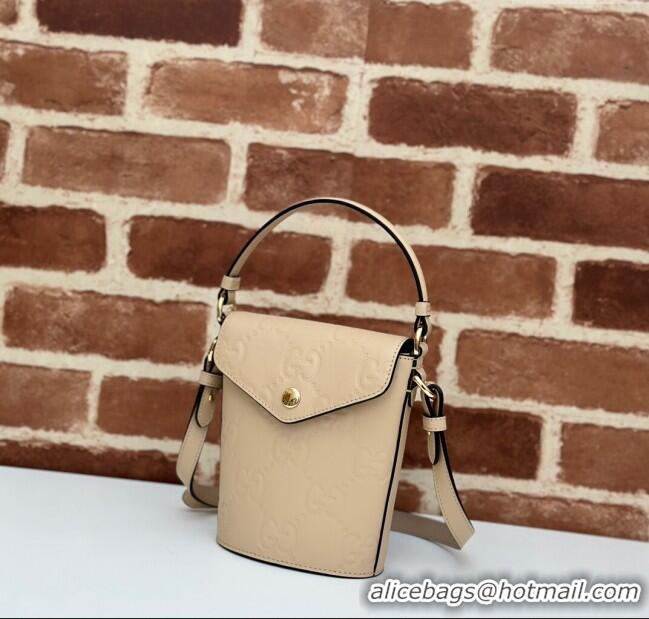 Famous Brand Gucci GG Leather Super Mini Top Handle bag 772795 Beige 2024
