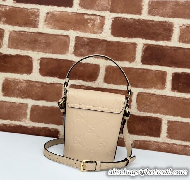 Famous Brand Gucci GG Leather Super Mini Top Handle bag 772795 Beige 2024