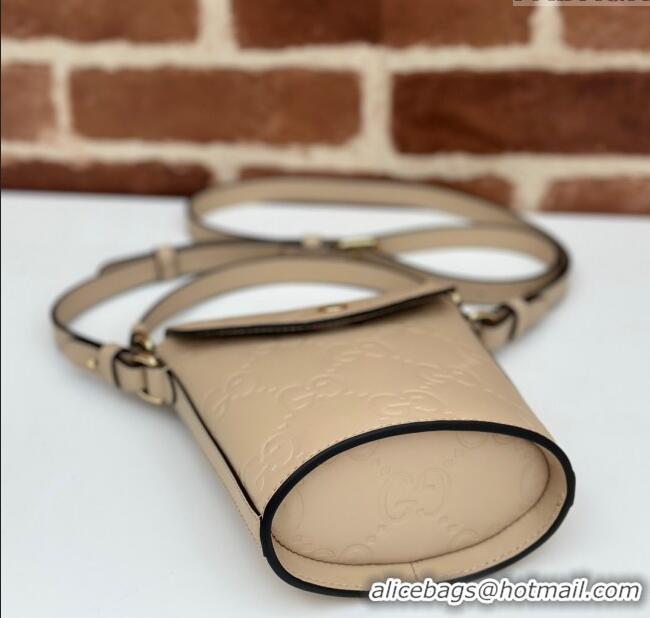 Famous Brand Gucci GG Leather Super Mini Top Handle bag 772795 Beige 2024