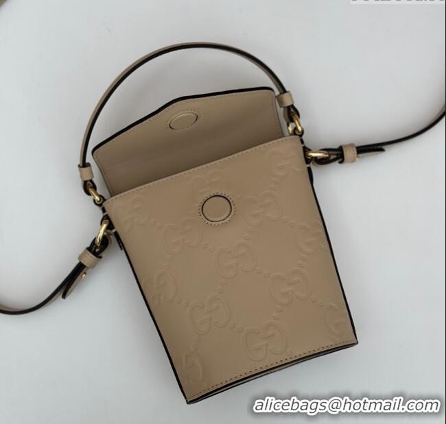 Famous Brand Gucci GG Leather Super Mini Top Handle bag 772795 Beige 2024