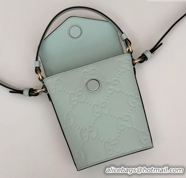 Affordable Price Gucci GG Leather Super Mini Top Handle bag 772795 Light Green 2024