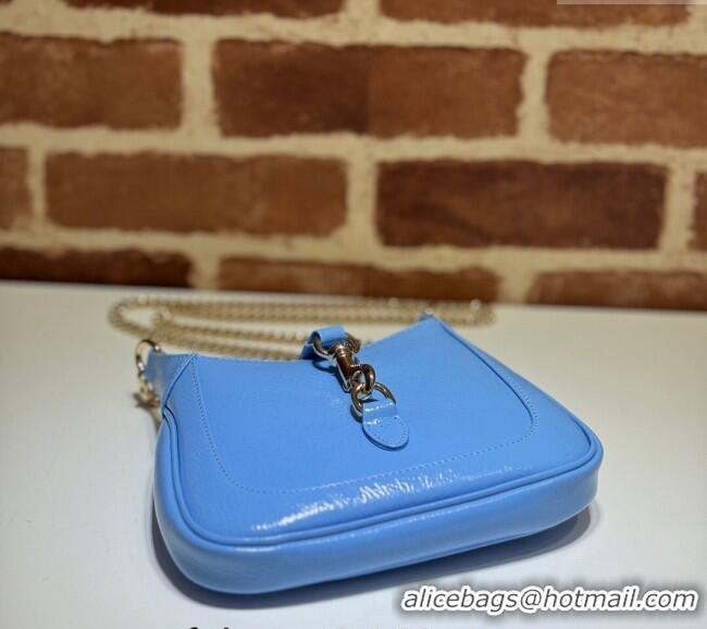 Top Grade Gucci Jackie Notte Mini Bag in Crinkled Patent Leather ‎782889 Light Blue 2024