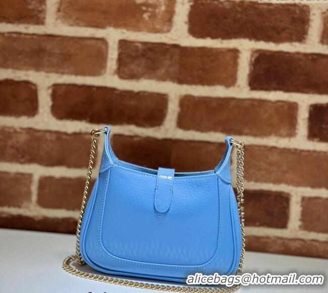 Top Grade Gucci Jackie Notte Mini Bag in Crinkled Patent Leather ‎782889 Light Blue 2024