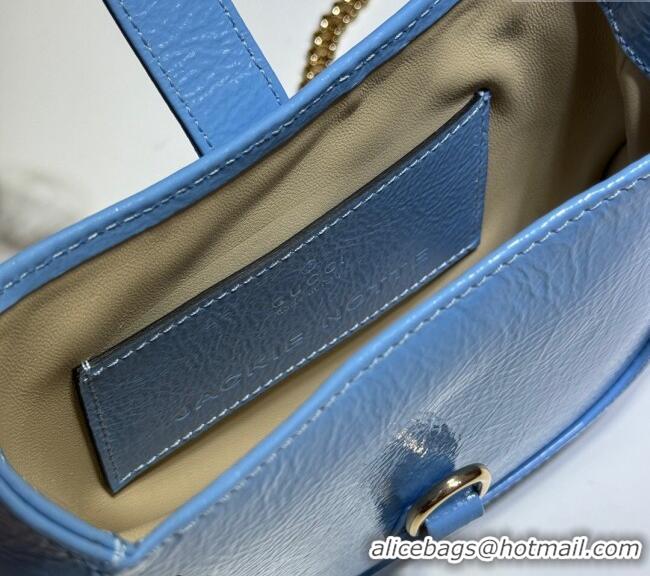 Top Grade Gucci Jackie Notte Mini Bag in Crinkled Patent Leather ‎782889 Light Blue 2024