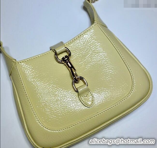 Promotional Gucci Jackie Notte Mini Bag in Crinkled Patent Leather ‎782889 Light Yellow 2024