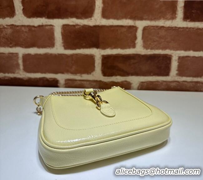 Promotional Gucci Jackie Notte Mini Bag in Crinkled Patent Leather ‎782889 Light Yellow 2024