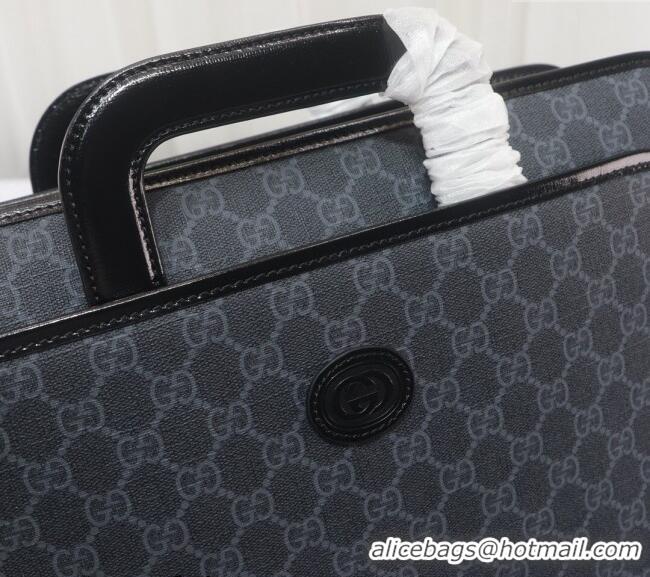 Reasonable Price Gucci Black GG Canvas Briefcase Top handle bag with Interlocking G 700531 2024
