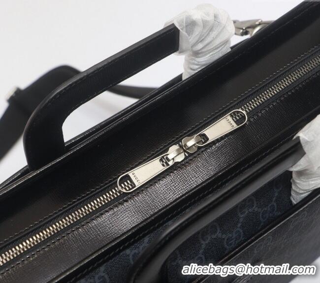 Reasonable Price Gucci Black GG Canvas Briefcase Top handle bag with Interlocking G 700531 2024