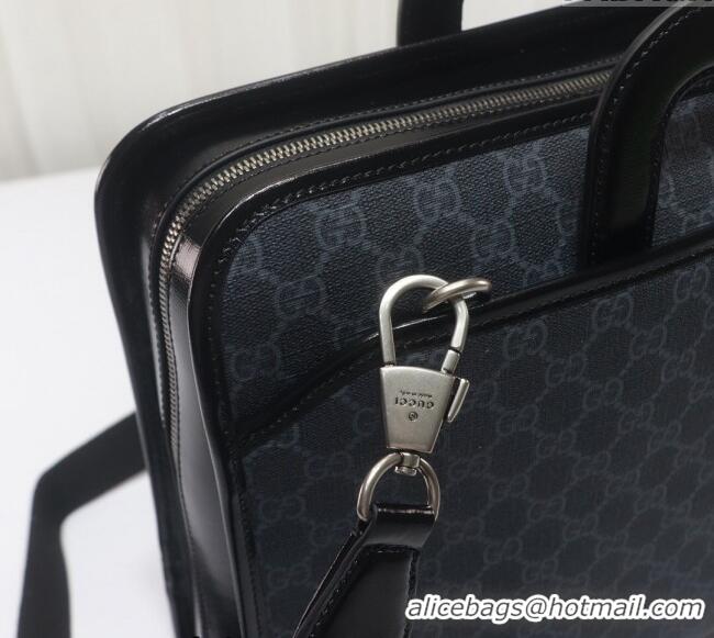 Reasonable Price Gucci Black GG Canvas Briefcase Top handle bag with Interlocking G 700531 2024