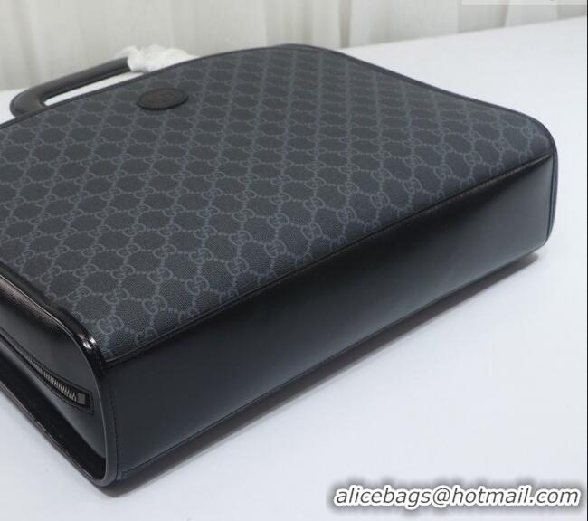 Reasonable Price Gucci Black GG Canvas Briefcase Top handle bag with Interlocking G 700531 2024