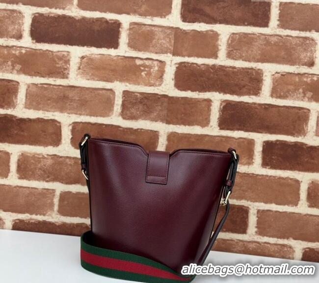 Top Grade Gucci Leather Mini Bucket Shoulder bag 782908 Burgundy 2024