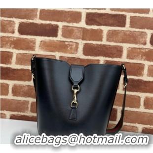 Top Grade Gucci Leather Medium Bucket Shoulder bag 782904 Black 2024