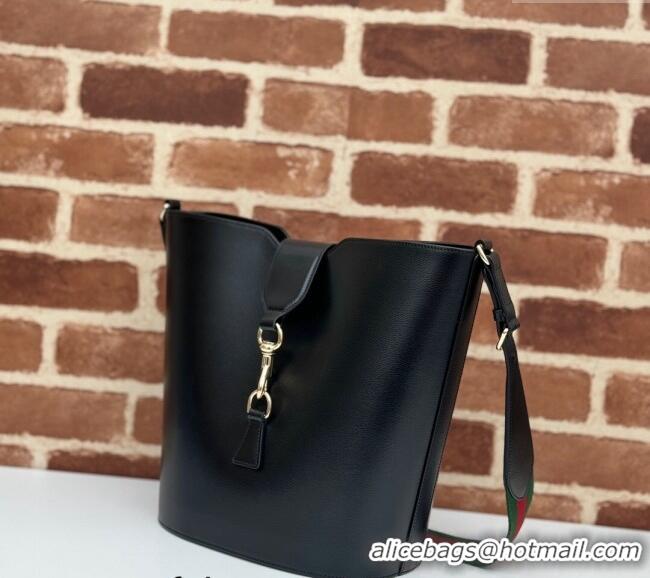 Top Grade Gucci Leather Medium Bucket Shoulder bag 782904 Black 2024