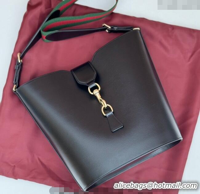 Top Grade Gucci Leather Medium Bucket Shoulder bag 782904 Black 2024