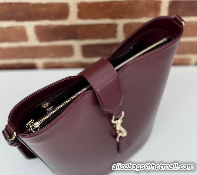 Best Price Gucci Leather Medium Bucket Shoulder bag 782904 Burgundy 2024
