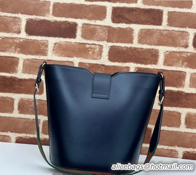 Top Design Gucci Leather Medium Bucket Shoulder bag 782904 Dark Blue 2024