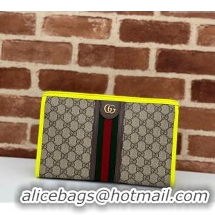 Top Quality Gucci Ophidia GG Canvas Pouch with Fluorescent Yellow Leather Trim 598234 2024