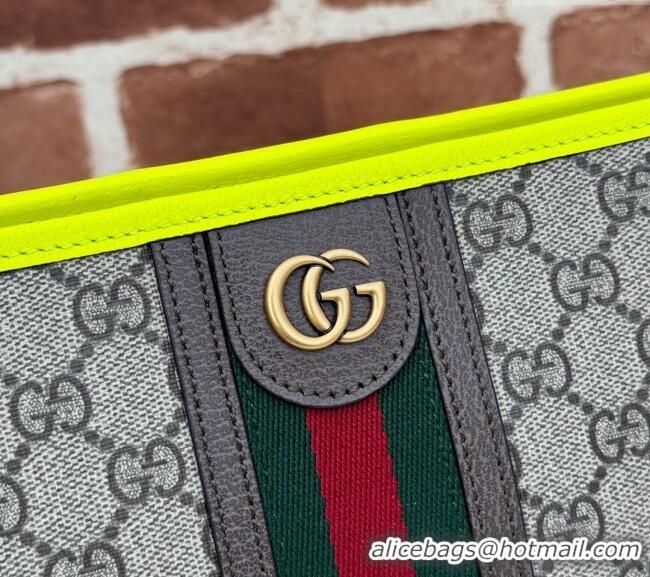 Top Quality Gucci Ophidia GG Canvas Pouch with Fluorescent Yellow Leather Trim 598234 2024