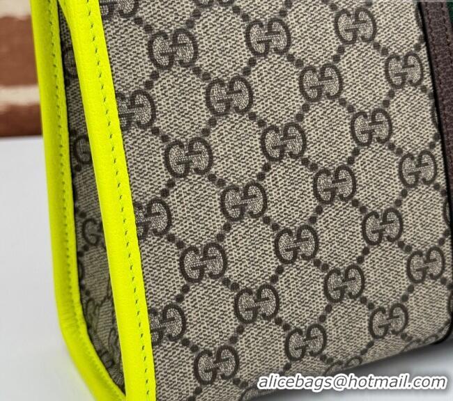 Top Quality Gucci Ophidia GG Canvas Pouch with Fluorescent Yellow Leather Trim 598234 2024
