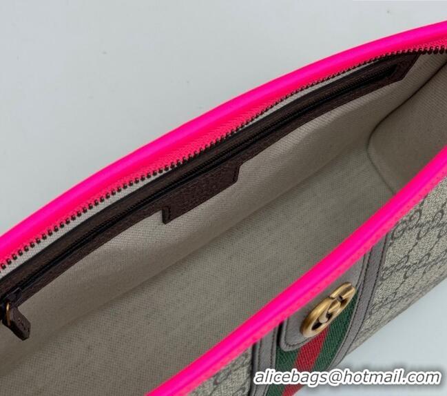 Promotional Gucci Ophidia GG Canvas Pouch with Fluorescent Pink Leather Trim 598234 2024