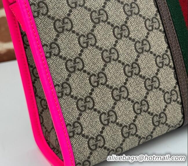 Promotional Gucci Ophidia GG Canvas Pouch with Fluorescent Pink Leather Trim 598234 2024