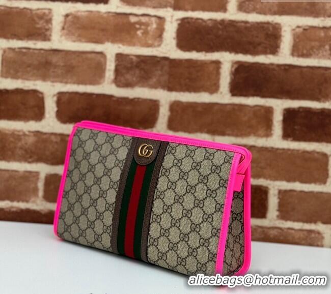 Promotional Gucci Ophidia GG Canvas Pouch with Fluorescent Pink Leather Trim 598234 2024