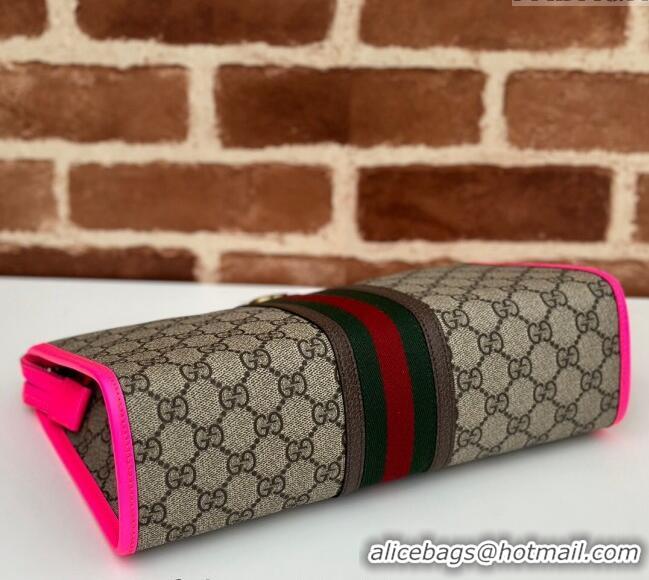 Promotional Gucci Ophidia GG Canvas Pouch with Fluorescent Pink Leather Trim 598234 2024