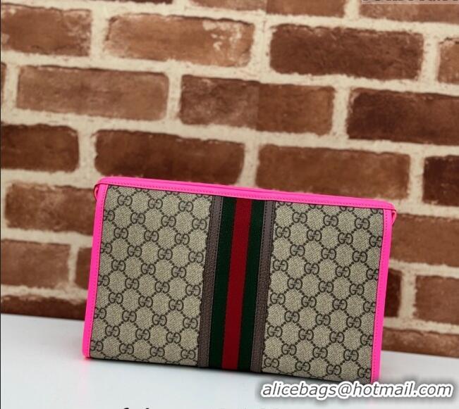 Promotional Gucci Ophidia GG Canvas Pouch with Fluorescent Pink Leather Trim 598234 2024
