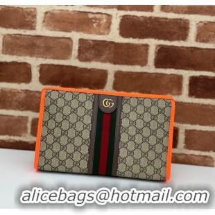 Luxury Cheap Gucci Ophidia GG Canvas Pouch with Fluorescent Orange Leather Trim 598234 2024