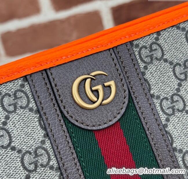 Luxury Cheap Gucci Ophidia GG Canvas Pouch with Fluorescent Orange Leather Trim 598234 2024