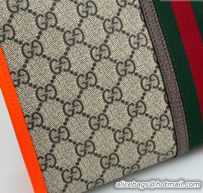 Luxury Cheap Gucci Ophidia GG Canvas Pouch with Fluorescent Orange Leather Trim 598234 2024