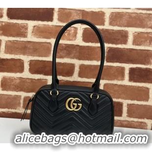 Best Price Gucci GG Marmont Leather Small Top handle bag 795199 Black 2024