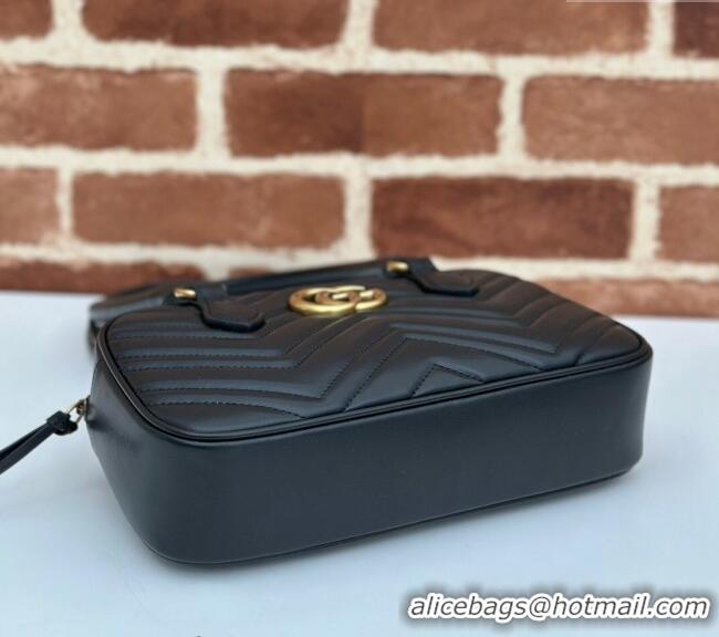 Best Price Gucci GG Marmont Leather Small Top handle bag 795199 Black 2024