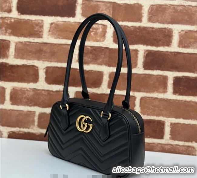 Best Price Gucci GG Marmont Leather Small Top handle bag 795199 Black 2024