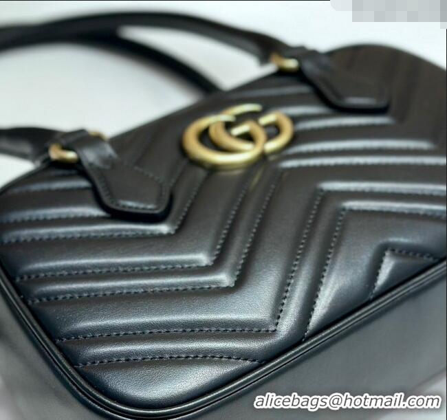 Best Price Gucci GG Marmont Leather Small Top handle bag 795199 Black 2024