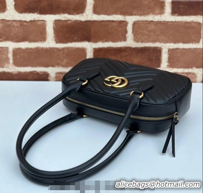 Best Price Gucci GG Marmont Leather Small Top handle bag 795199 Black 2024