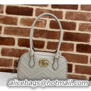 Buy Discount Gucci GG Marmont Leather Small Top handle bag 795199 Light Grey 2024
