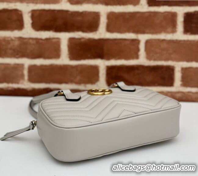 Buy Discount Gucci GG Marmont Leather Small Top handle bag 795199 Light Grey 2024