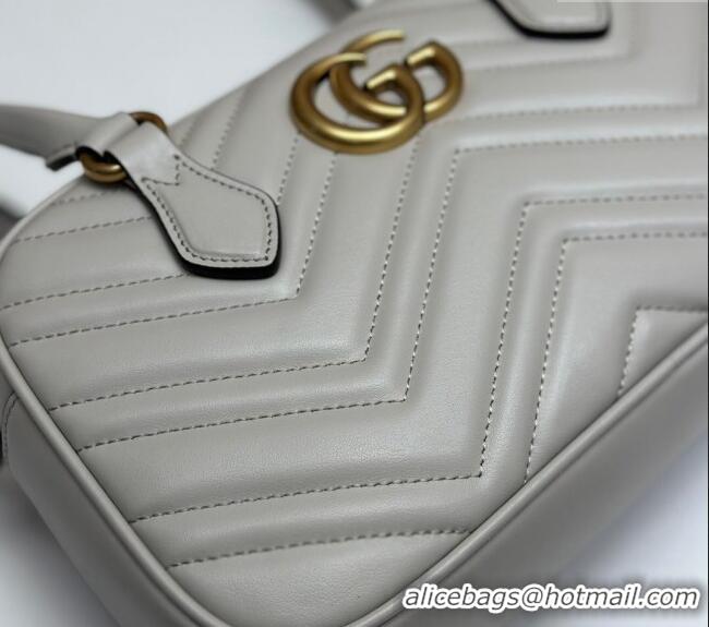 Buy Discount Gucci GG Marmont Leather Small Top handle bag 795199 Light Grey 2024