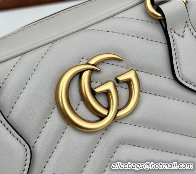 Buy Discount Gucci GG Marmont Leather Small Top handle bag 795199 Light Grey 2024