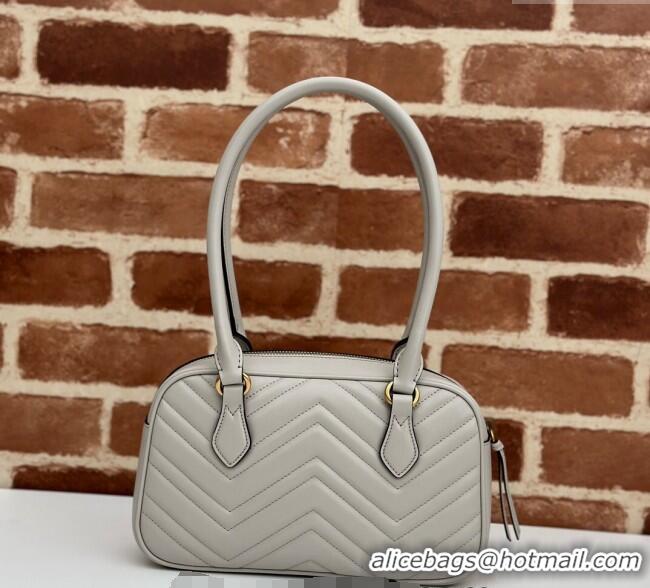 Buy Discount Gucci GG Marmont Leather Small Top handle bag 795199 Light Grey 2024